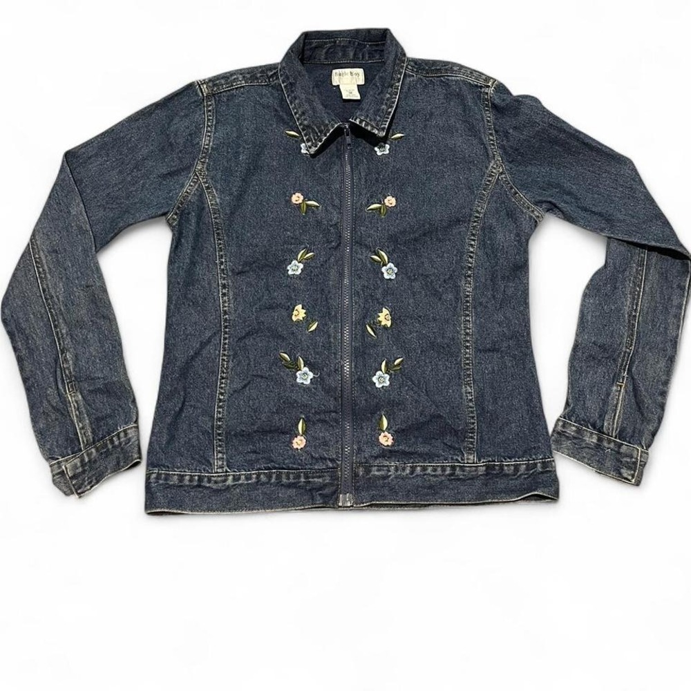 VINTAGE BUGLE BOY FLORAL EMBROIDERS DENIM JACKET